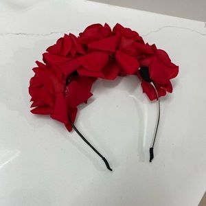 Red roses flower headband